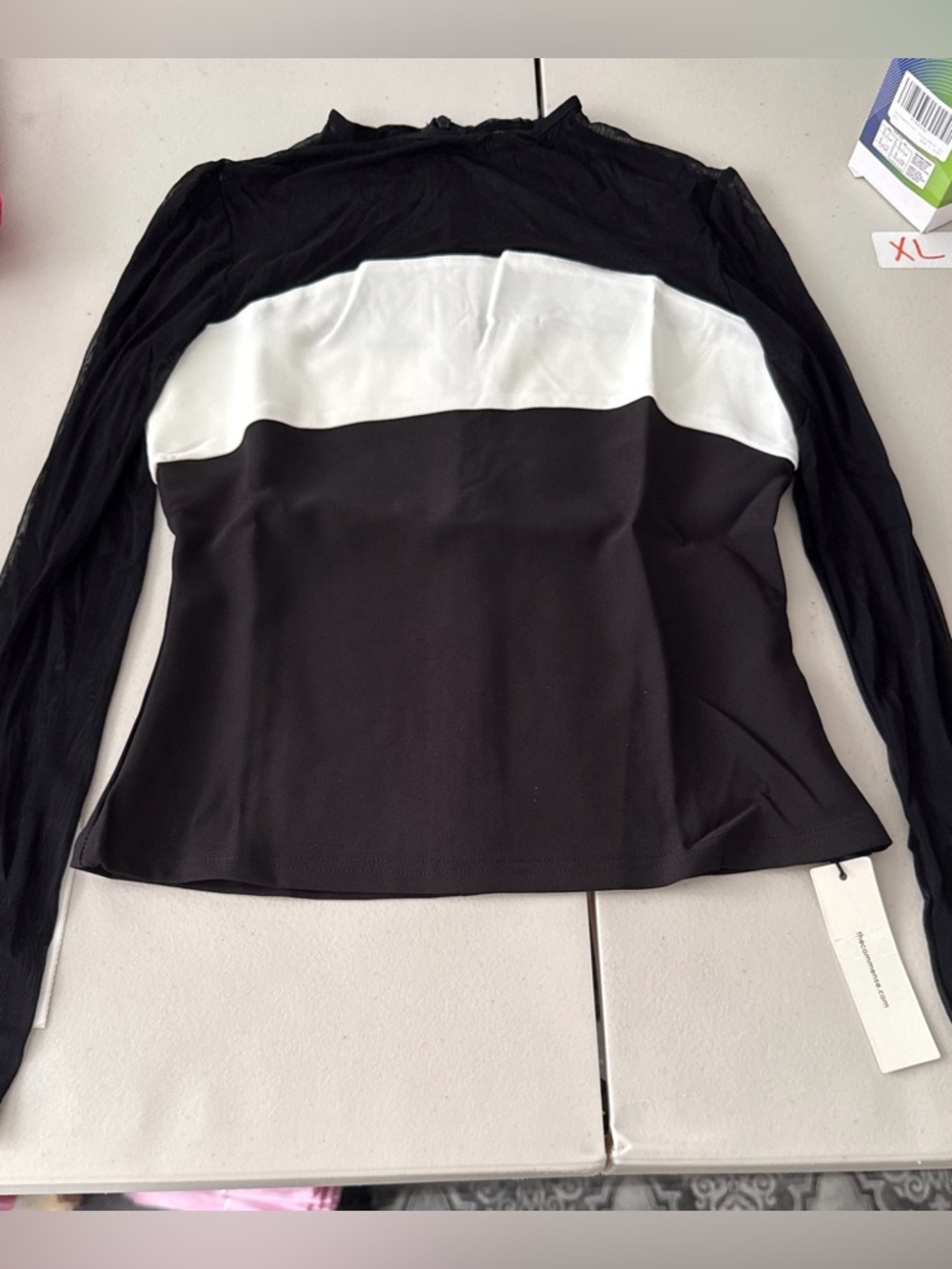 Commense Black Long Sleeve Top with White Chest Panel - Picture 2 of 2